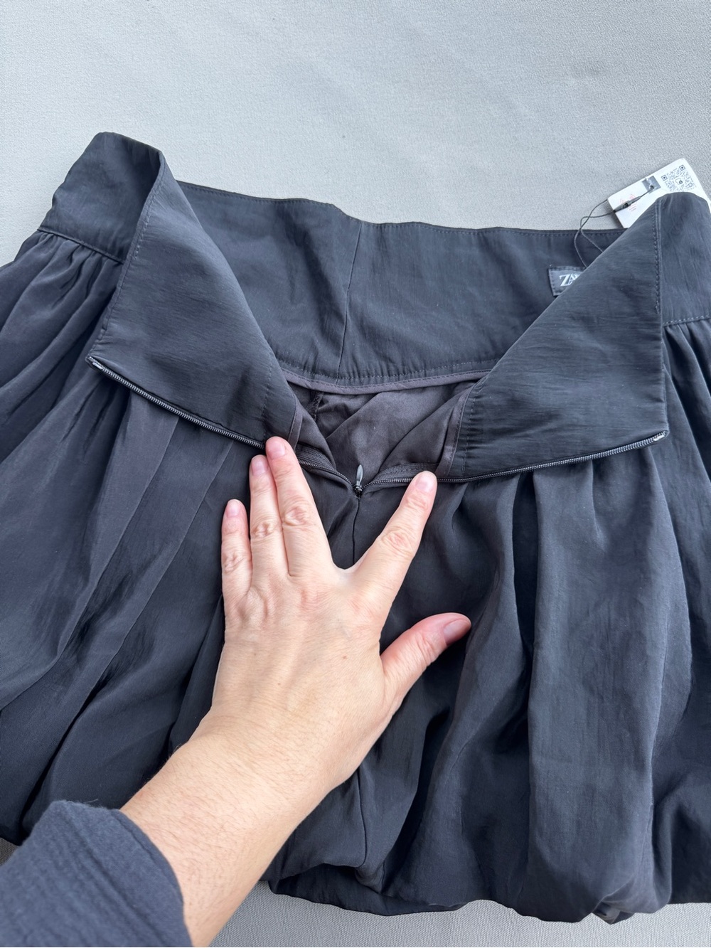 Zara Black Bubble Hem Mini Skort Size M NWT Balloon Puff Skirt With Shorts - Picture 12 of 12